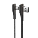 Rychlonabíjecí kabel 3A USB A na USB C 1 m s dvojitým úhlem 90° datový kabel 480 Mbps QC 3.0 nabíjení USB mobilní telefon 1