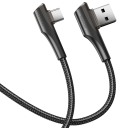 Rychlonabíjecí kabel 3A USB A na USB C 2 m s dvojitým úhlem 90° datový kabel 480 Mbps QC 3.0 USB nabíjení mobilní telefon 4