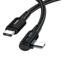 Rychlonabíjecí kabel USB C na USB C 1 m 60W 90° kolenní konektor PD QC4.0 LED světlo přenos dat 480 Mb/s ohebný kabel pro nabíjení 6