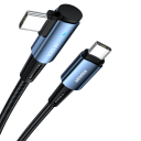Rychlonabíjecí kabel USB C na USB C 2 m 100W kolenní konektor 90° LED světlo PD QC4.0 přenos dat 480 Mb/s opletený kabel pro nabíjení 5