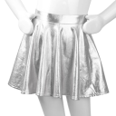 S saia para meninas Unicolor Brilhante Acima do Joelho Poliéster Spandex Saia Elástica Festiva para Meninas 4