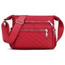 Sac à bandoulière pour femme Forme rectangulaire Plusieurs compartiments zippés Poche avant matelassée Large sangle réglable Nylon 2