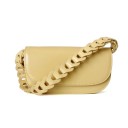 Sac à bandoulière pour femmes avec rabat Anse marquante en maillons entrelacés Longue sangle sur l'épaule Surface lisse et brillante 25 x 7
