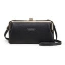 Sac à bandoulière pour femmes en forme de portefeuille Fermeture à billes avec cadre doré Fine bandoulière sur l'épaule Cuir PU grainé 20 1