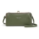 Sac à bandoulière pour femmes en forme de portefeuille Fermeture à billes avec cadre doré Fine bandoulière sur l'épaule Cuir PU grainé 20 3