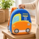 Sac à dos bleu vif pour enfants 26 x 24 x 10 cm avec plateforme élévatrice et mécanisme en ciseaux avec deux poches zippées et des bretelles orange 4