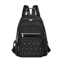 Sac à dos de mode pour femmes en nylon et polyester avec 4 poches zippées, poches latérales pour boissons, grande capacité, style décontracté 4