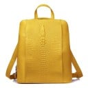 Sac à dos pour femmes avec motif crocodile, fermeture éclair, 25×12×32 cm, 100% cuir de vachette véritable, sac à dos en cuir pour ordinateur 4
