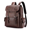 Sac à dos rectangulaire pour homme 34 × 38 × 12 cm 20–35 l Sac à dos urbain élégant en simili cuir avec fermeture éclair, rabat 15