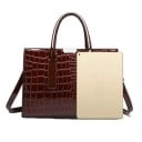 Sac à main brillant pour femmes avec motif en cuir de crocodile Deux poignées à la main Bandoulière Pouvant contenir une tablette Cuir PU 5
