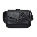 Sac à main crossbody pour femme avec rabat et fermeture métallique Cuir et polyester Dimensions 25 x 20 x 12 cm Poche arrière zippée Sangle 1