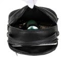 Sac à main crossbody pour femme en forme arrondie avec poignée supérieure et bandoulière Plusieurs compartiments zippés Cuir PU grainé 21 x 7