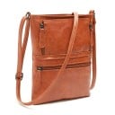 Sac à main crossbody pour femme Forme plate Plusieurs poches zippées Longue bandoulière réglable Cuir PU au style vintage 23 x 26 cm 7
