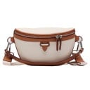 Sac à main crossbody pour femmes en forme de banane avec bord contrastant Fermeture éclair à deux tirettes Bandoulière large en simili cuir 2