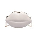 Sac à main crossbody pour femmes en forme de lèvres Surface brillante Fermeture éclair Bandoulière en chaîne dorée Plastique et polyester 1