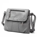 Sac à main crossbody pour femmes en simili cuir souple avec surface froissée Rabat avec poche zippée Bandoulière réglable 25 x 22 x 3 cm 5