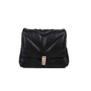 Sac à main crossbody pour femmes, petit, avec matelassage en forme de V Rabats souples rembourrés Fermeture en métal doré Cuir PU 18 x 14 x 1