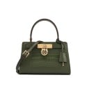 Sac à main en cuir pour femmes à porter à la main ou sur l'épaule Petite sacoche avec motif crocodile Accessoires en métal doré Bandoulière 2