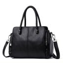 Sac à main en cuir pour femmes avec poignées tressées Bandoulière amovible Poches latérales zippées Cuir et polyester 30 x 23 x 11 cm 1