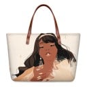 Sac à main en néoprène avec impression du portrait illustré d'une fille 39 x 11,5 x 29 cm Grand sac à main avec des anses marron et un motif 11