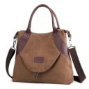 Sac à main en toile pour femme à porter à la main ou à l'épaule Deux poignées et bandoulière amovible avec mousquetons Poche zippée 3
