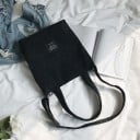 Sac à main en velours côtelé pour femmes 32 x 34 x 6,5 cm Deux courtes anses Longue sangle avec boucle Poche avant cousue Doublure 1