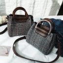 Sac à main et bandoulière pour femme 20 x 17 x 10 cm Motif à carreaux Anses arrondies solides Bandoulière amovible et réglable Pieds 6