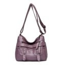 Sac à main femme en bandoulière avec poches zippées à l'avant et à l'arrière Sangle réglable en cuir PU 26 x 20 x 11 cm 5