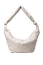 Sac à main matelassé pour femmes en forme de demi-lune Sac doux avec bandoulière nouée et fermeture éclair Cuir synthétique et polyester 31 x 25 1