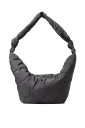 Sac à main matelassé pour femmes en forme de demi-lune Sac doux avec bandoulière nouée et fermeture éclair Cuir synthétique et polyester 31 x 25 3