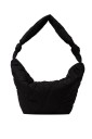 Sac à main matelassé pour femmes en forme de demi-lune Sac doux avec bandoulière nouée et fermeture éclair Cuir synthétique et polyester 31 x 25 2