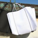 Sac à main pour femme 38 x 30 x 14 cm Grand sac shopper perforé Souple et flexible Poignées en cordes passées dans des tunnels 1