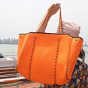 Sac à main pour femme 38 x 30 x 14 cm Grand sac shopper perforé Souple et flexible Poignées en cordes passées dans des tunnels 4