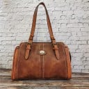 Sac à main pour femme à bandoulière avec longues poignées Boucles décoratives et coutures contrastées Look vintage Cuir PU artificiel 35 x 24 x 3