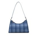 Sac à main pour femme à motif à carreaux Fermeture éclair Sangle d'épaule fine Accessoires métalliques dorés Cuir synthétique 25 x 17 x 6 2