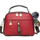 Sac à main pour femme à porter à la main ou en bandoulière Sangle réglable Pompon décoratif Poche avant zippée Cuir PU grainé 20 x 16 x 9 2