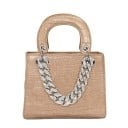 Sac à main pour femme avec motif crocodile Anse arrondie Chaîne décorative massive de couleur argentée Forme carrée avec fond plat 2