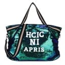 Sac à main pour femme avec paillettes 45 x 35 x 10 cm Grand sac avec inscription Ans de rayures Longue sangle en bandoulière 4