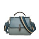 Sac à main pour femme en bandoulière avec poignée supérieure et rabat avec languette Large bandoulière rayée avec mousquetons Cuir véritable 1