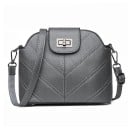 Sac à main pour femmes 21 x 18 x 10 cm en simili cuir Motif matelassé en V Rabat avec verrouillage rotatif Bandoulière réglable 2