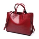Sac à main pour femmes, à porter à la main ou en bandoulière Sac spacieux en simili cuir avec une surface brillante Deux poignées et sangle 2