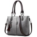 Sac à main pour femmes avec bandoulière amovible Style vintage Cuir synthétique Pendentif avec chat et pompon Dimensions 31 x 24 x 13 cm 6