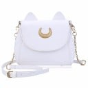 Sac à main pour femmes avec oreilles de chat et demi-lune dorée Chaîne et bandoulière réglable Fermeture magnétique Cuir PU 24,7 x 9 x 19 cm 1