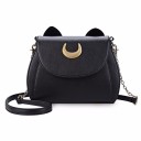 Sac à main pour femmes avec oreilles de chat et demi-lune dorée Chaîne et bandoulière réglable Fermeture magnétique Cuir PU 24,7 x 9 x 19 cm 2