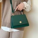 Sac à main pour femmes avec poignée supérieure À porter à la main ou en bandoulière Rabat avec fermeture ronde Aspect daim Cuir PU 24 x 10 4