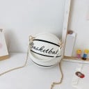 Sac à main pour femmes en forme de ballon de basket 16 x 16 cm Avec inscription Basketball Poignée courte Chaîne en bandoulière Fermeture 1