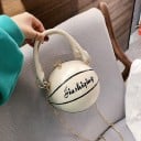 Sac à main pour femmes en forme de ballon de basket 16 x 16 cm Avec inscription décorative Poignée arrondie à la main Chaîne à l'épaule 1