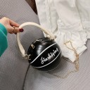 Sac à main pour femmes en forme de ballon de basket 16 x 16 cm Avec inscription décorative Poignée arrondie à la main Chaîne à l'épaule 2