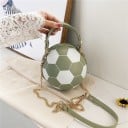 Sac à main pour femmes en forme de ballon de football 16 x 16 x 17 cm Sac rond à main avec anse et longue bandoulière en chaîne 5