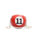 Sac à main pour femmes en forme de boule de billard avec numéro Petit sac rond à porter en bandoulière avec une chaîne dorée 11 x 11 x 11 cm 3
